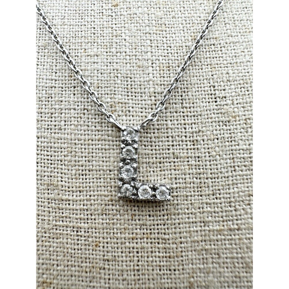 925 Sterling Silver Initial L Letter Necklace 16”